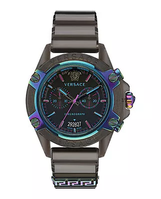 Versace Mens Icon Active Transparent Black 44mm Strap Fashion Watch • $547.50