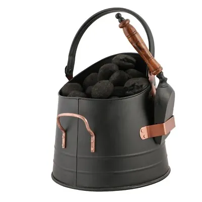 Coal Bucket Scuttle Coal Hod Ash Bucket Carrier Fireside Fire Log Metal Storage • £26.99