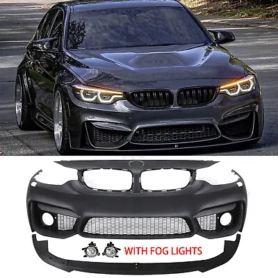 M4 Style Front Bumper W/O PDC Holes W/ Fog Lights For  BMW F32 F33 F36 4 SERIES • $433.19