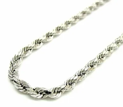 $44.99 • Buy Solid 925 Sterling Silver Italian Rope Chain Mens Necklace 4mm - Diamond Cut