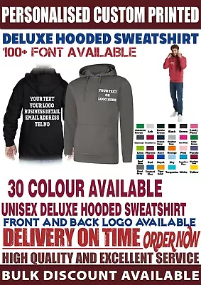 Personalised Hoodie Custom Printed Your Text Logo Stag Hen Unisex Top Workwear • £13.99