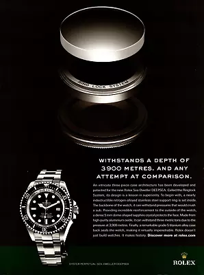 Rolex Sea-Dweller Deepsea 116660 Vintage Ad Print Ad Circa 2009 • $17.98