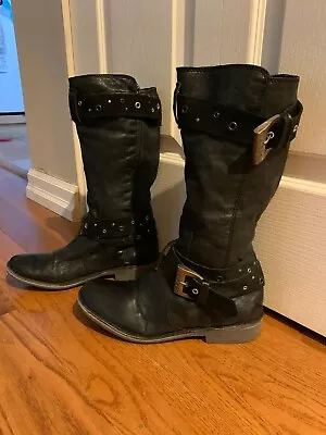 MISS SIXTY Woman'sBlack Leather Boots Size 38 • $145.65