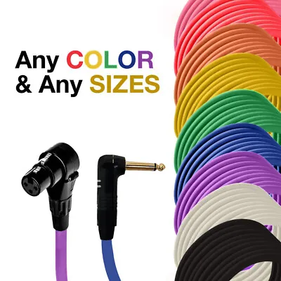 Right Angle 3-Pin XLR Female - 1/4  TS Unbalanced Mono Cable Custom Length Color • $37.49