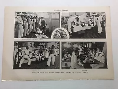 1899 Harper’s Antique Print Scenes Onboard The USS Olympia #72821 • $9.95