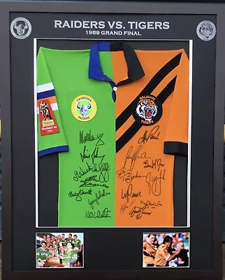 $800 • Buy Blazed In Glory - 1989 Canberra Raiders & Tigers Split Signed & Framed Jersey