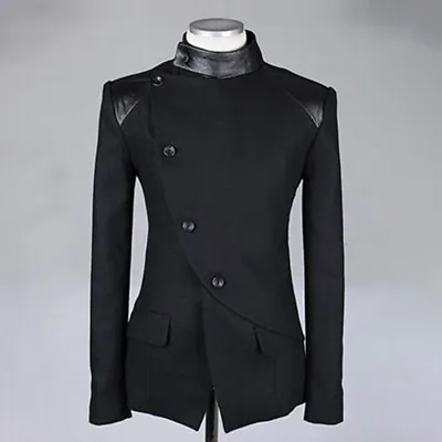 Men's Woolen Coat Medieval Retro Slim Wool Blend Steampunk  Jacket Trench Coat • $70.30