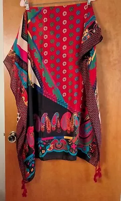 Dana Xu  Black Scarf SHAWL With Multi Colors And Patterns Large W/Dust Bag • $65