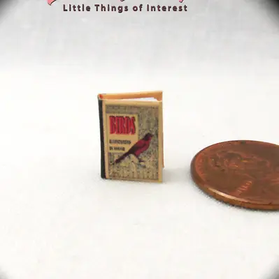 1:24 Scale BIRDS ILLUSTRATED Miniature Book Dollhouse Color Illustrated 1/2  • $6.25