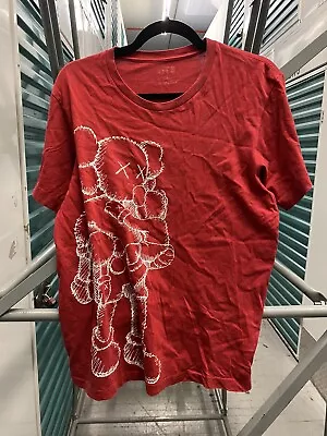 Kaws X Uniqlo UT 2016 Short Sleeve Graphic T-Shirt  Clean Slate  Red Size L  • $30