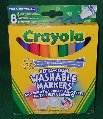 Crayola ~ Ultra-clean ~ Washable Markers ~ 8 Pack ~ Multi-coloured Felt Tip Pens • £4.99