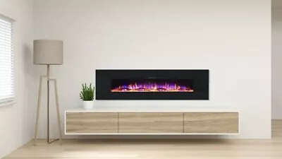 Ezee Glow Grand Zara 60  Black Wall Mounted Or Recessed / Built In Electric Fire • £405