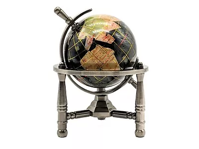 Unique Art 6-Inch Mini Black Pearl Gemstone World Globe With Silver Tripod  • $55