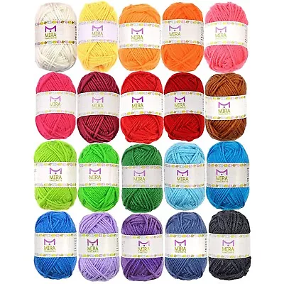 Mira Handcrafts Yarn Pack Of 20 Bonbon Skeins 100% Acrilyc Crochet And Knitting • £8.88