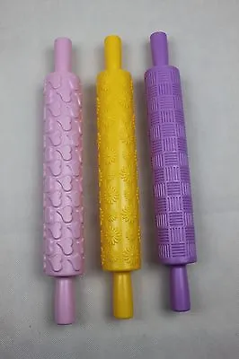 £13.99 • Buy 3 X Large Embossed Rolling Pin Patterned Texture Cake Decorating Pastry Tool S2