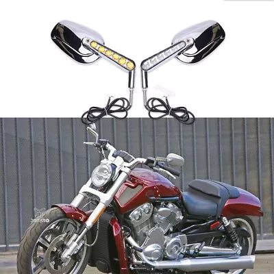 Chrome Rearview Side Mirrors Turn Signas Blinker For Harley V Rod Muscle VRSCF • $79.05