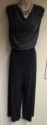 £15 • Buy Ladies Debenhams Black Silver Cowl Neck Jumpsuit Size Uk 16. Petite.