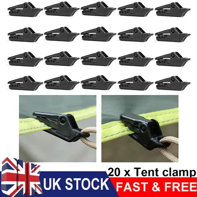£3.99 • Buy 20x Awning Tarp Clips Set Tent Clamp Buckle Camping Tools Heavy Duty Plastic