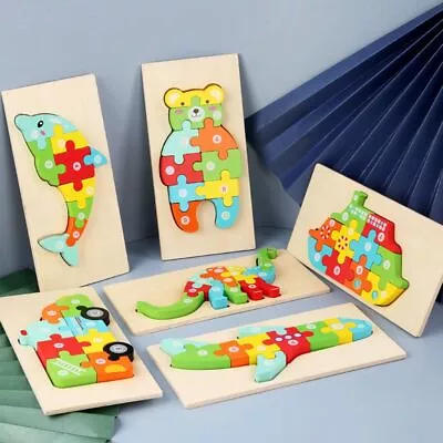 £4.87 • Buy Colorful Toys 2 3 4 Years Old Toddler 3D Puzzle Montessori Wooden