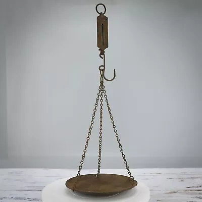 Vintage Salter No. 6 Brass Faced Hanging Chain Scales Working Condition • $68.45