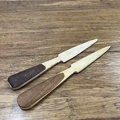 2- Vintage Wooden Hand Made Letter Opener Walnut Oak Light Wood Primitive Cabin • $3.98