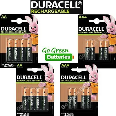 Duracell AA AAA Rechargeable Batteries NiMH 2500 1300 900 750mAh Stay Charged    • £6.89