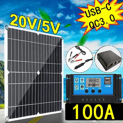 100W Solar Panel Kit 12V Battery Charger 100A With Controller For Caravan Camper • £23.99