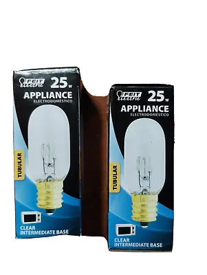 2 Pk Feit Electric 25 Watt Clear T8 Tubular Appliance Bulbs Intermediate Base • $8.89