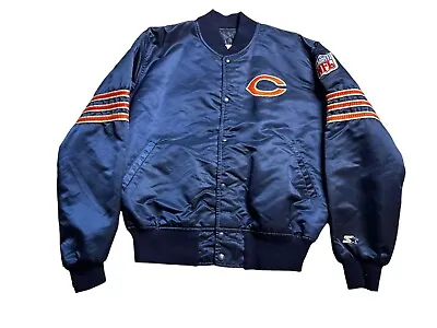 Vtg Starter Chicago Bears NFL Football Satin Varsity Lettermen Jacket Mens L • $64.44