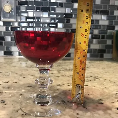 Morgantown Radiant Ruby Red Champagne/ Sherbet 4 5/8” Clear Stem • $9