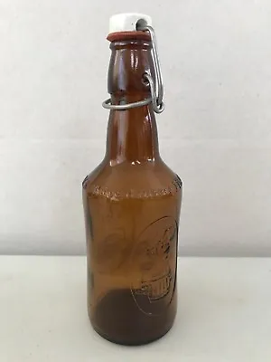 Vintage 21cm Brown Glass Fischer Beer Bottle With A Porcelain Swing Top Lid • $29.95