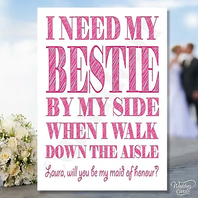 Will You Be My Maid Of Honour Card Aisle Bridesmaid Bestie Invite Cards Wedding • £2.06