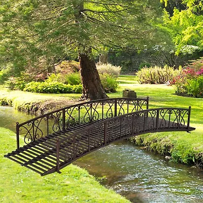8 FT Metal Garden Bridge Curved Bridge Outdoor Decorative For Backyard Pond • $279.99
