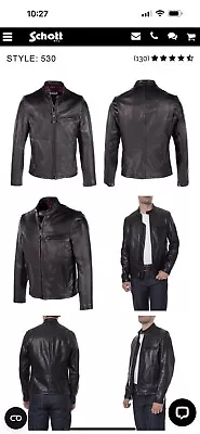 Schott NYC 530 Cafe Racer Leather Jacket Men's Size Small Black • $600
