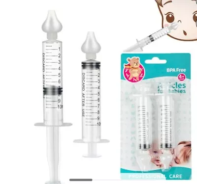 2 Pcs Baby Nasal Aspirator Syringe Nasal Irrigator For Baby Portable Baby Tip • £3.60