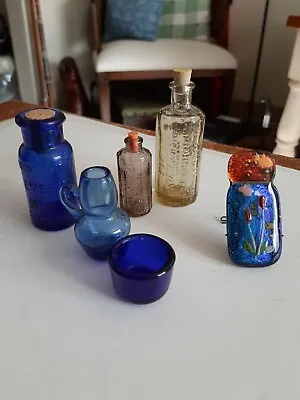 $49.99 • Buy Vintage Small Glass Bottles - Medicine, Embossed 1850's Purple Yellow Lot Of 6
