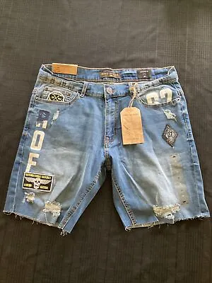 Ring Of Fire Mens Shorts Size 32 Blue Jean Freedom Brooklyn Championship New • $30