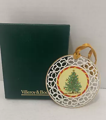 Villeroy & Boch Ornament 1992 Porcelain China Cut Out Holly Christmas Tree Round • $9.95