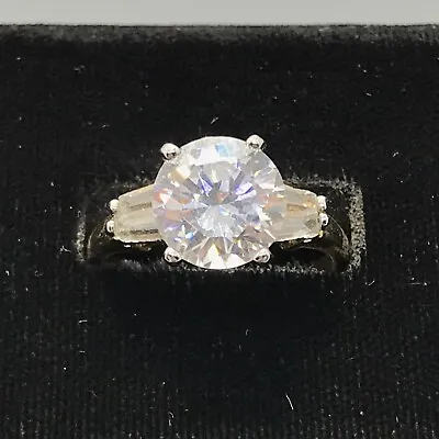 Vintage Signed A  18K HGE Gold Plated  Unique  Cubic Zircoina  Ring   Sz 9 • £67.50