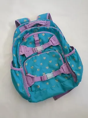 Pottery Barn Kids Mackenzie Backpack Turquoise Purple Silver Hearts • $12.99