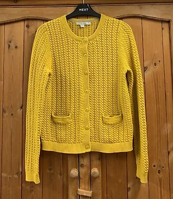 Boden  10 - 12 * Lovely Mustard Ochre Knit Cardigan * Scoop Neck * Button Front  • £15