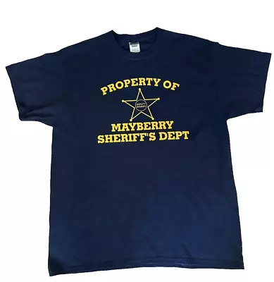 Vtg JERZEES  L  Heavyweight Blend T-Shirt PROPERTY Of MAYBERRY SHERIFF'S  DEPT • $16