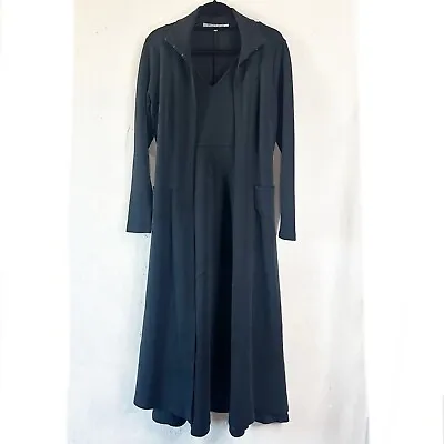 Morgane Le Fay Black Wool Trech Coat & Maxi Dress Set Womens Medium Black • $224.81