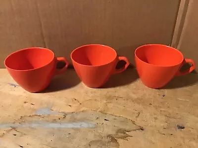 Lot Of 3 Melamine Melmac Orange Coffee Cups • $9.50