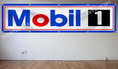 Mobil 1 Flag Banner 2X8Ft Mobil One Motor Sports Oil Shop Garage Wall Decor Flag • $17.99