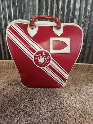 Vintage Retro Brunswick Bowling Ball Holder Carry Bag Red White (no Ball) • $20