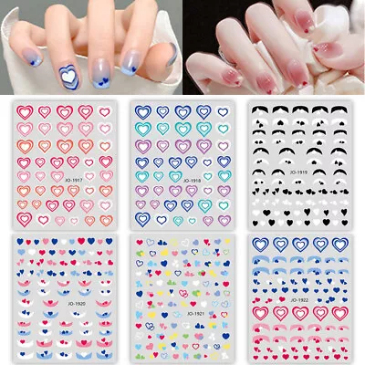 3D Gradient Blooming Love Nail Stickers French Tip Heart Nail Decals Design DIY♡ • $1.13