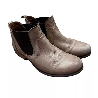 EOS Women’s Ankle Boots Eu 41 Beige Leather Flat Pull On • $49.40