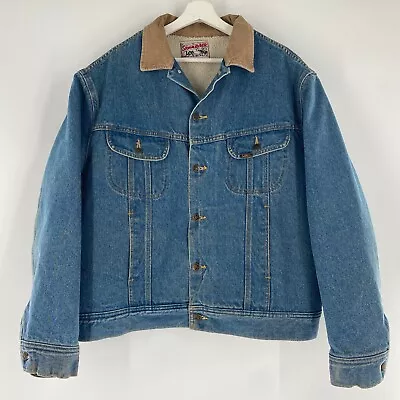 VTG Lee Storm Rider Sherpa Lined Denim Jean Jacket Trucker Sz 46 • $84.99