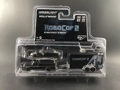 Greenlight Robo Cop 2 1979 Ford F-150 1986 Ford Taurus Enclosed Car Hauler 1/64 • $15.99